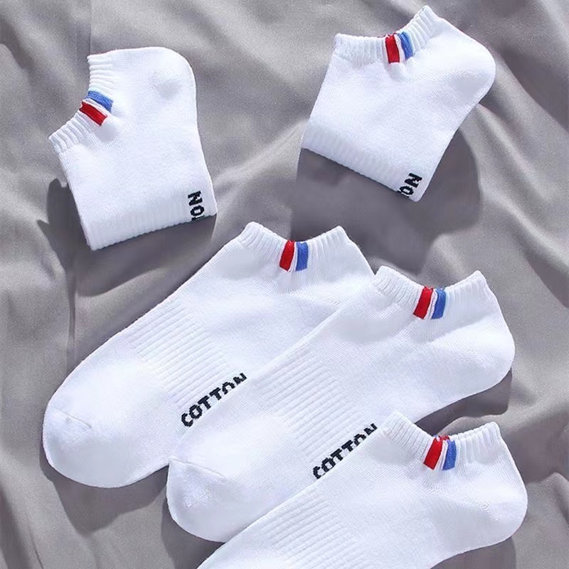 袜子夏季薄款男女同款白色短筒字母防臭透气吸汗休闲浅口情侣船袜