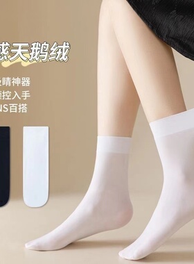 20双白色丝袜中筒冰冰袜女夏季薄款黑色夏天透气冰丝超薄女长袜子