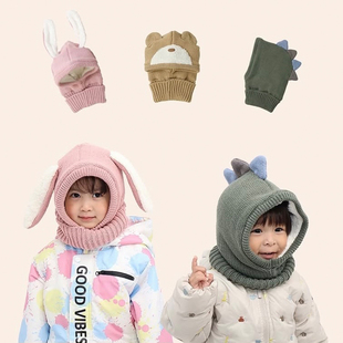 7岁 mic帽子男女宝宝保暖护耳针织帽1 原D