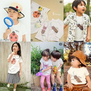 有机棉 男女童装 纯棉T恤 清新自然 昆虫图案 原D