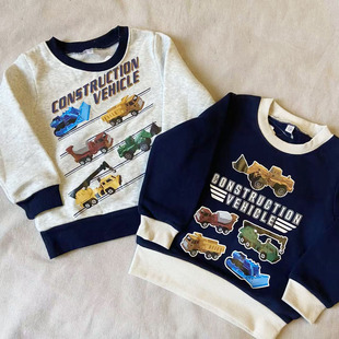 小汽车图案 加绒 原D 纯棉毛圈卫衣 男童装