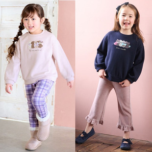 可爱卡通童装 原D 刺绣猫咪 f@n加绒女童卫衣 any