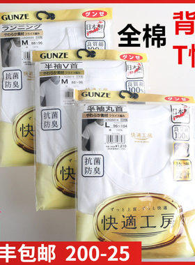 日本进口郡是GUNZE-快适工房男V心领圆领T恤跨栏背心100%棉KQ5020