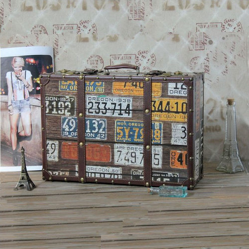 复古旅行箱手提箱女旧木箱短途行李箱手提男摄影道具箱软装箱皮箱