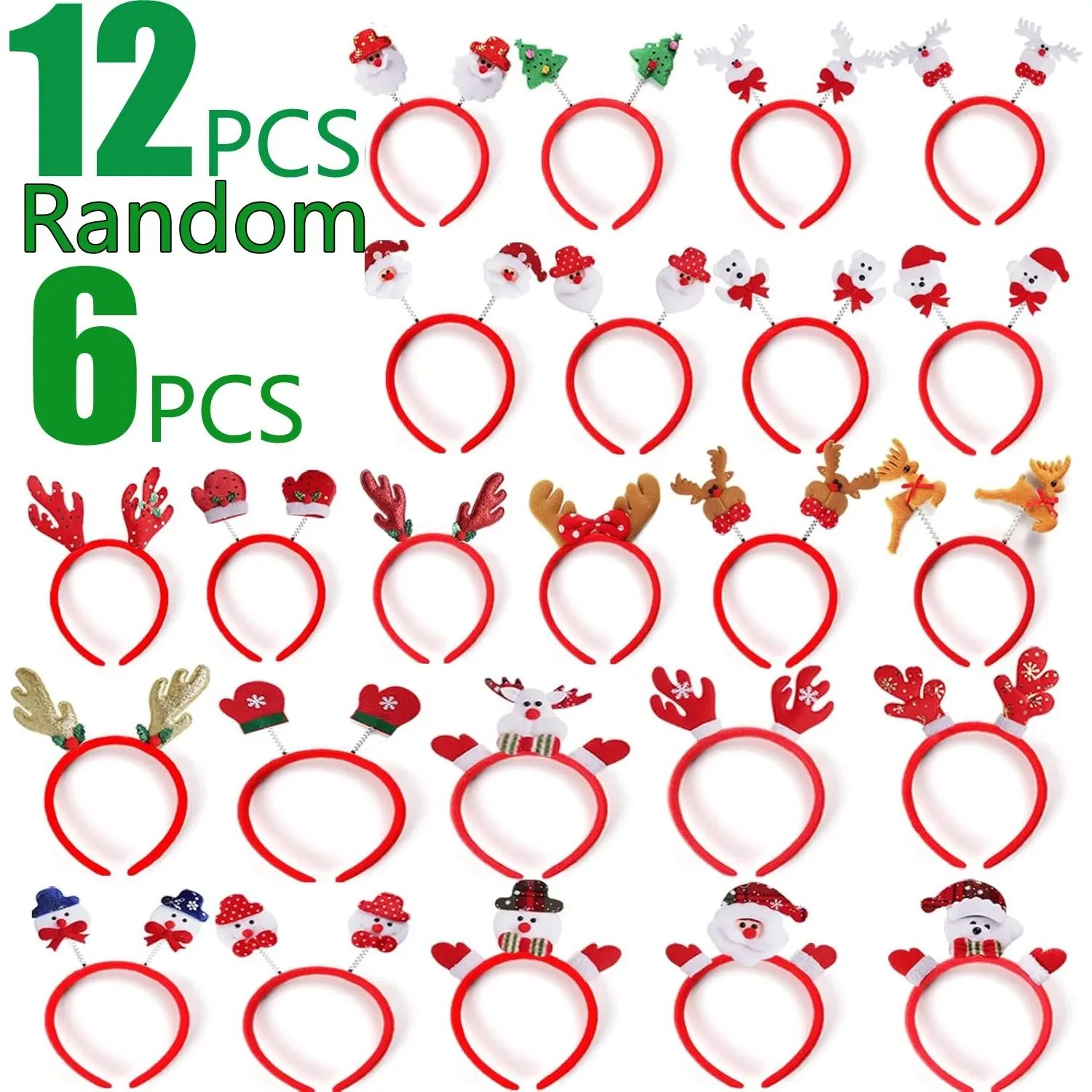 6/12PCS Random Christmas Headbands Party Favors Xmas Party H图片