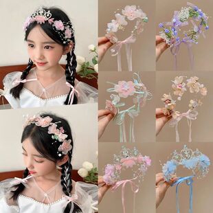 Girl's flower ribbon hair accessory flower garland headband