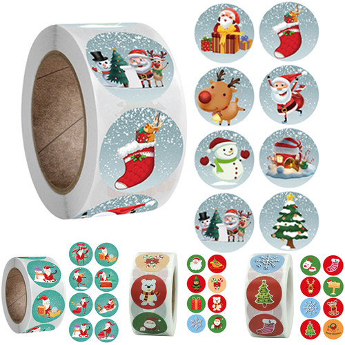 500pcs 2.5cm Christmas Sticker Christmas Gift Box Label Xmas