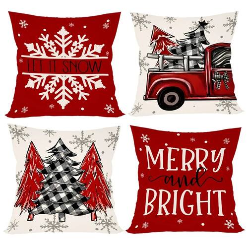4pcs Christmas Pillow Covers 45x45cm Pillowcases Navidad Xma