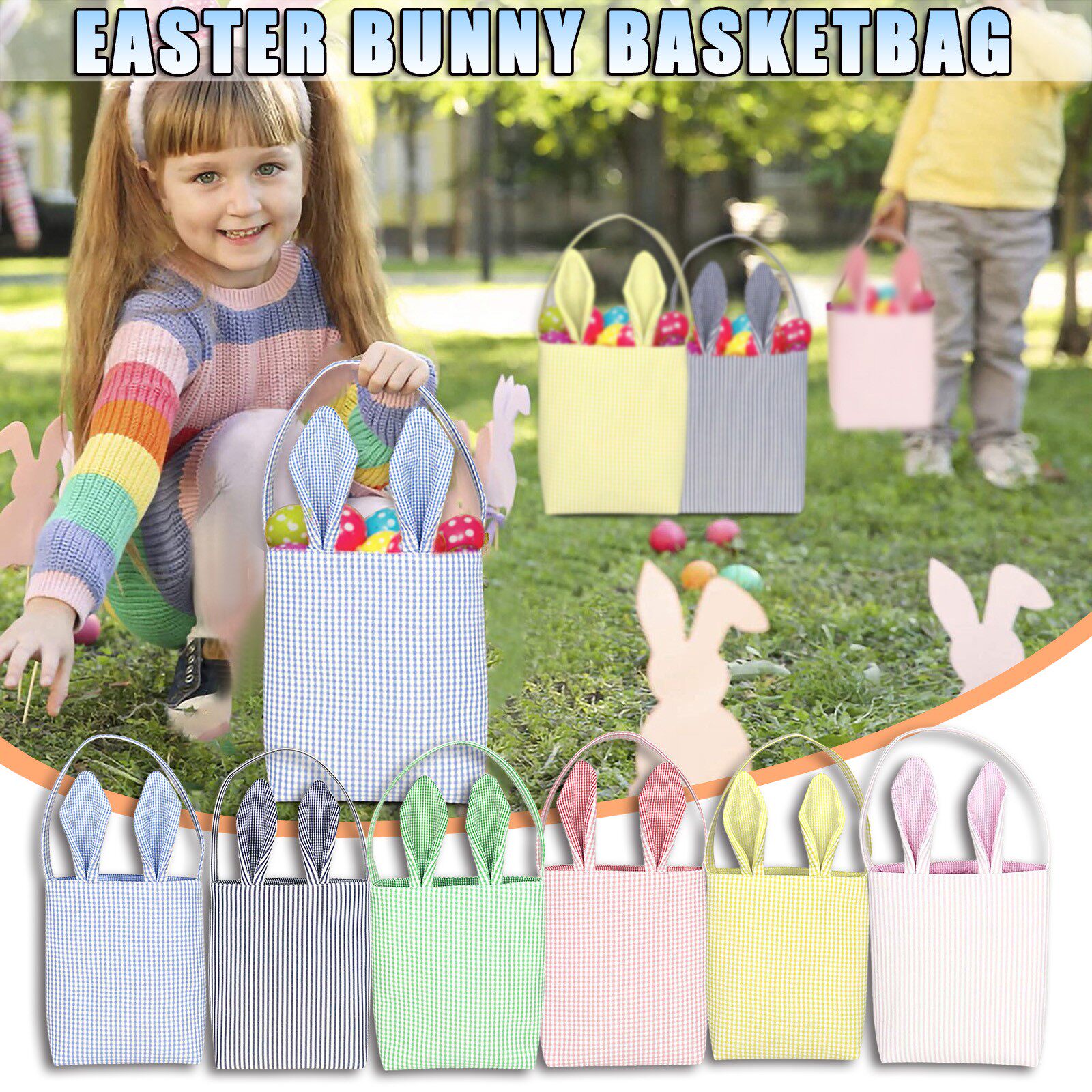 easter rabbit tote bag round storage bag basket jute burlap