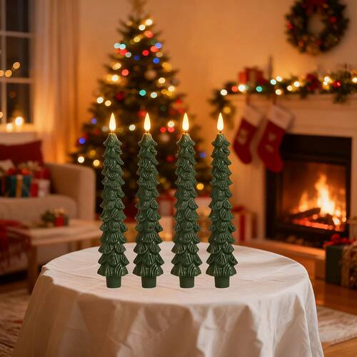 2pc/4pcs Christmas Tree LED Flameless Candles Light with 3D