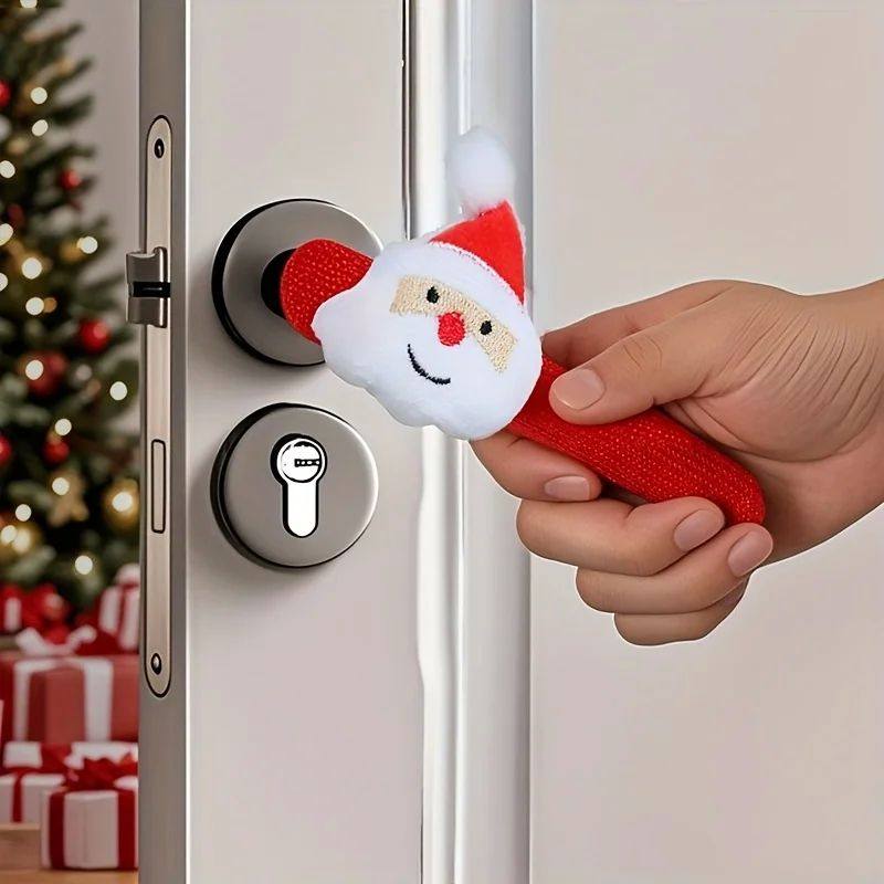 1/4pcs Christmas door handle decorations, Santa Claus door h