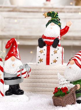 Christmas Decorations Painted Gnome Santa Claus Resin Orname