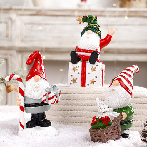 Christmas Decorations Painted Gnome Santa Claus Resin Orname