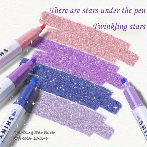 12pcs Glitter Shiny Highlighter Marker pens, colorful Painte