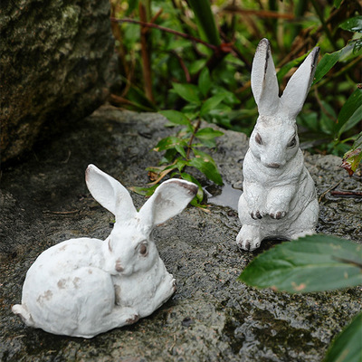 Resin Easter Bunny Simulation Animal Sculpture Ornaments Gar