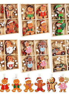 Christmas Wooden Pendants Gingerbread Man Gnomes Xmas Tree H