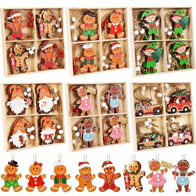 Christmas Wooden Pendants Gingerbread Man Gnomes Xmas Tree H