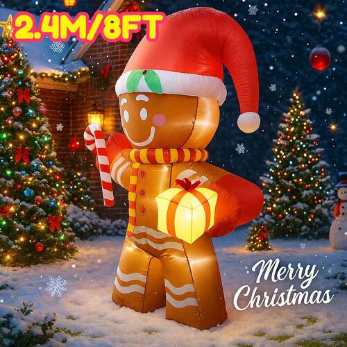 2.4M/8FT Gingerbread Man Candy Cane Christmas Decorations Ho