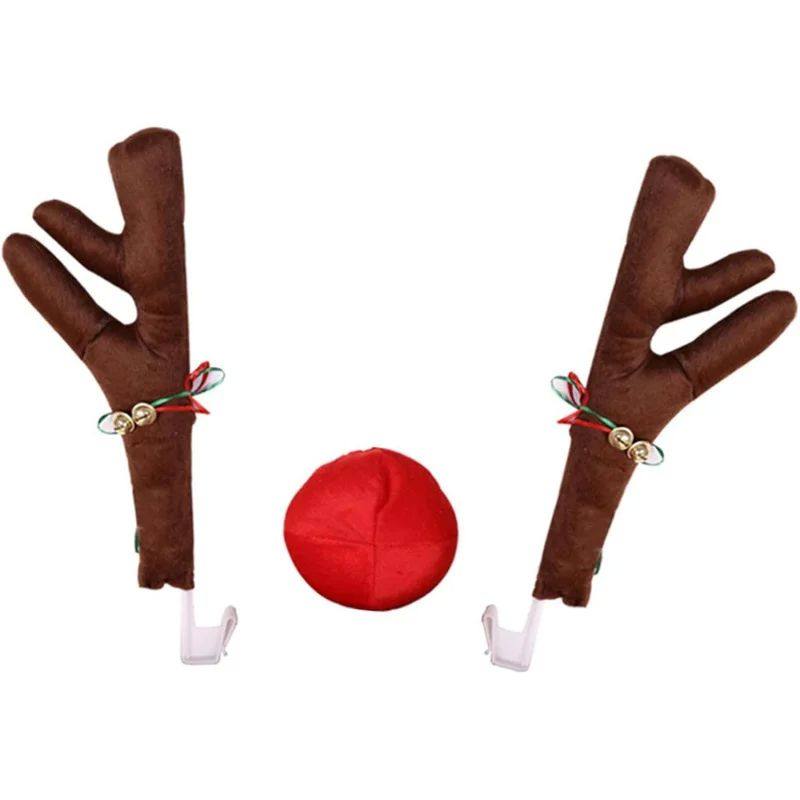 Car Reindeer Antlers and Nose Set Christmas Decoration Easy