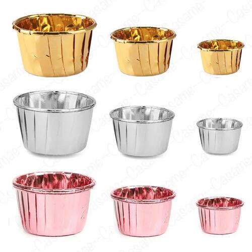 50pcs/Pack Gold Foil Silver Muffin Cupcake Liner Cake Wrappe