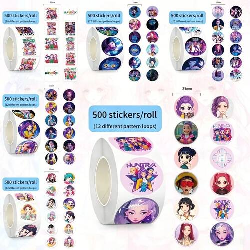 NEW 500pcsRoll Popular Anime KPop Stickers Tiger Theme DIY W