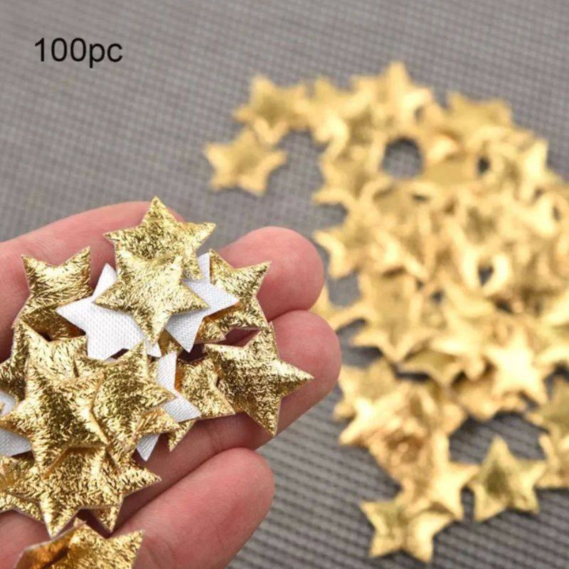 100Pcs Gold/Silver Stars For Christmas Party Decor Foam Fabr