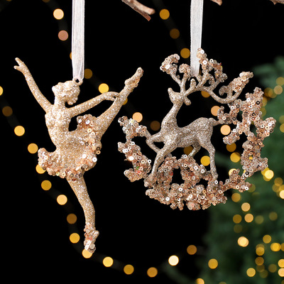 Santa Far Acrylic Christmas Tree Scene Layout Champagne Gold