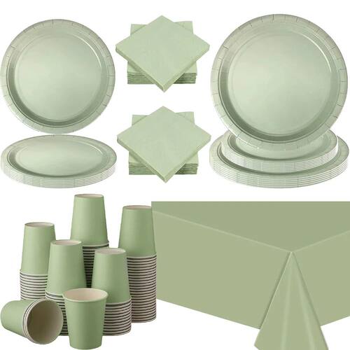 Solid Color Sage Green Party Theme Party Supplies Tablecloth