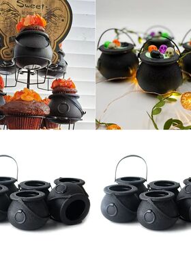 6/12/18pcs Halloween Candy Bucket Mini Black Candy Kettles C