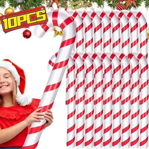 1/10PCS Inflatable Christmas Candy Cane Xmas Candy Cane Ball