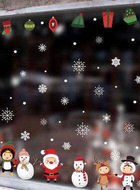 Christmas Gift Snowman Snowflake Electrostatic Sticker Windo