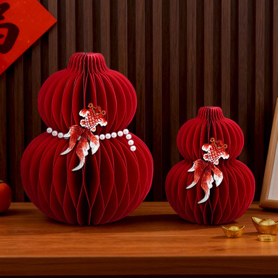 New Year Decoration Ornaments 2026 Origami Gourd Honeycomb L