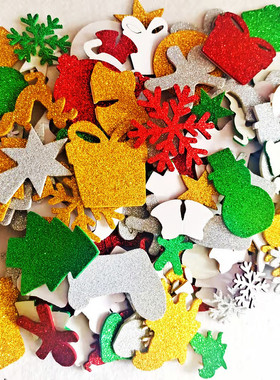 Christmas Decoration Glitter Powder Foam Cartoon Stickers Ch