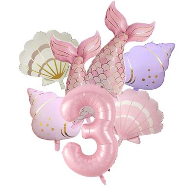 7pcs Mermaid Balloons Decoration Set Family Gathering Birthd