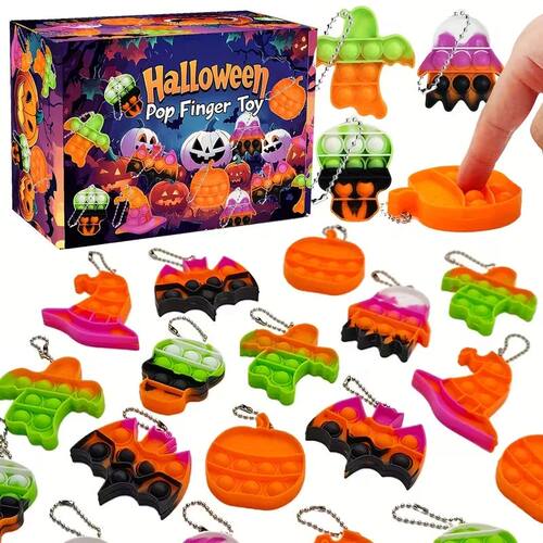 6/12Pcs Halloween Mini Pop Keychain Ghost Pumpkin Witch Hat