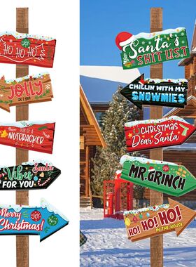 10PCS Christmas Decoration Directional Signs Cartoon Paper S