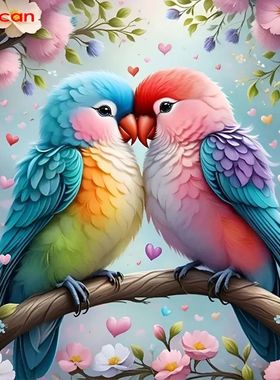 Huacan Animal Diamond Painting Parrot Full Square Round Mosa