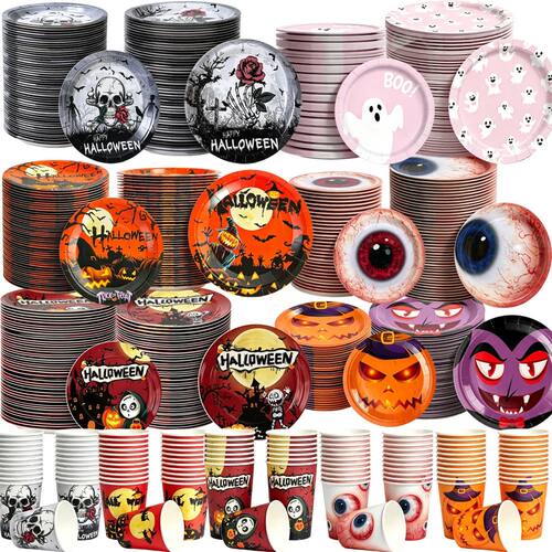 10/30/50pcs Halloween Party Supplies Disposable 7/9inch Pape