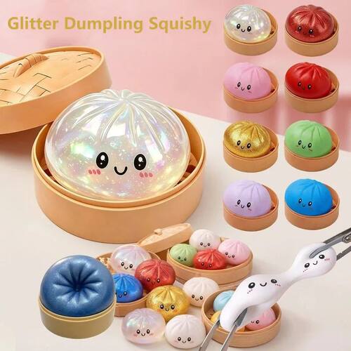 Glitter Dumpling Squeezable Toys Squishy Colorful Glitter An