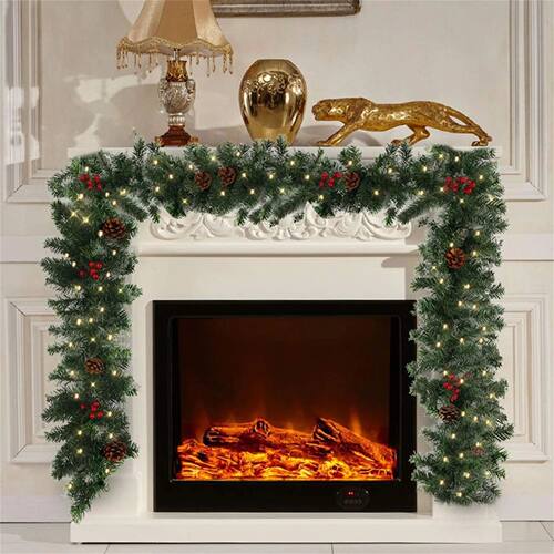 2.7M Christmas Artificial Green Garland Wreath Xmas Home Par