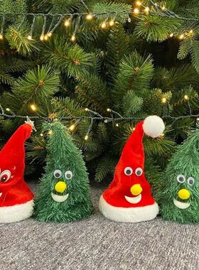 1pc Swing Singing Christmas Tree Hat Happy New Year Electric