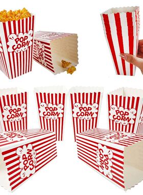 10-50Pcs Popcorn Paper Boxes Buckets Red White Stripes Bags