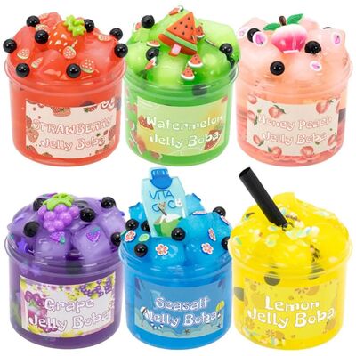 Soft 300ml/70ml Slime Kit Fruit Crunchy Non-Sticky Jelly Cub