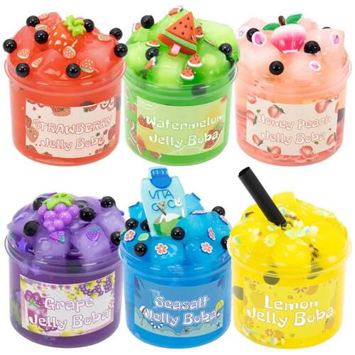 Soft 300ml/70ml Slime Kit Fruit Crunchy Non-Sticky Jelly Cub