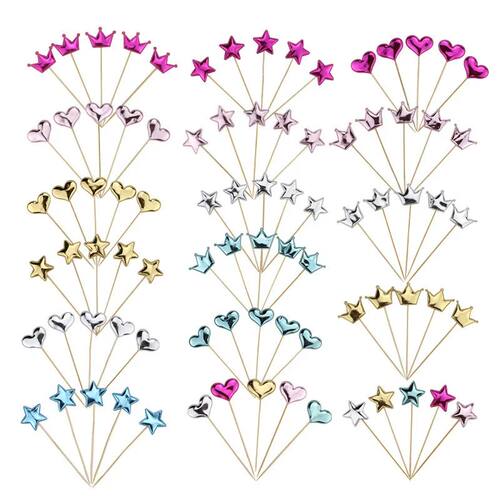 5 Pcs Crown Star Colorful Gold Silver For Cake Toppers Birth
