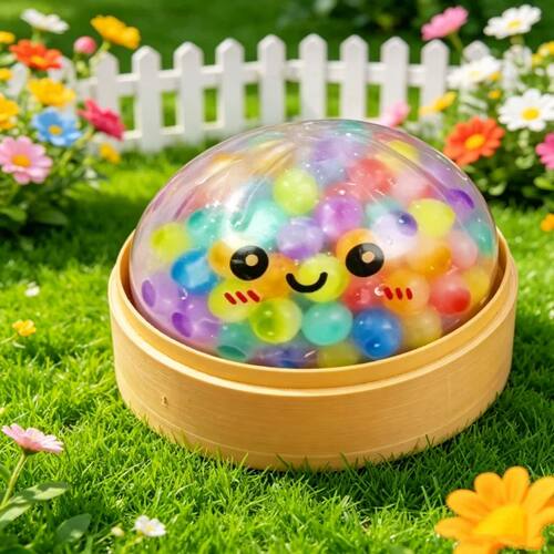Rainbow Dumpling Squishy with Bead Sensory Squeeze Toy for S