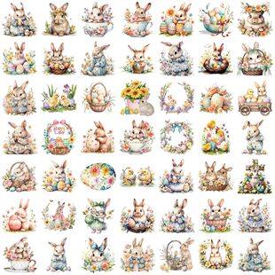 DIY Cartoon Easter Party Doodle Stickers 50/100Pcs Birthday