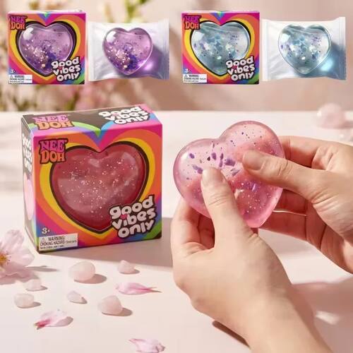 NeeDoh Heart Shaped Squeeze Toy, Glitter Filled Stress Relie