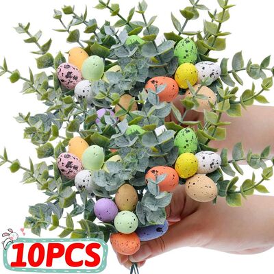 10/1PC Easter Decoration Artificial Egg Flower Branch Colorf