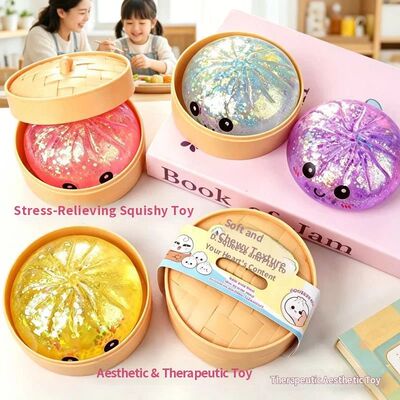 Squishy Dumpling Steamed Bun Toy Slow Rising Rebound Glitter